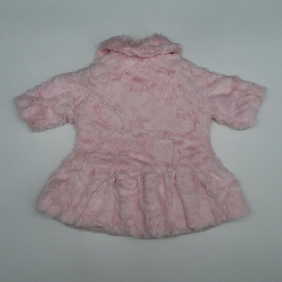 Widgeon Baby Girls 6M Pink Plush Fuzzy Collared Snap Front Bow Jacket Coat - Picture 6 of 8